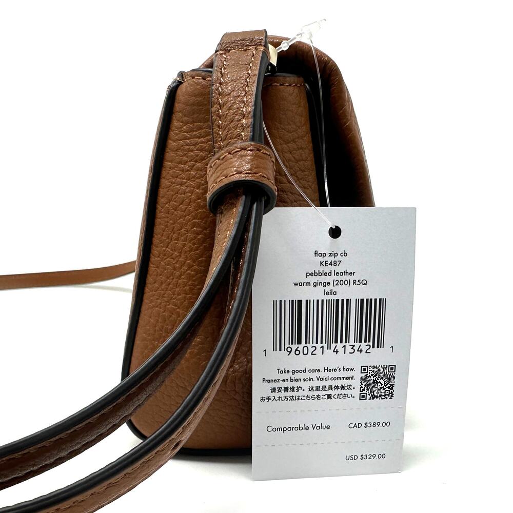 Kate Spade Leila Mini Zip Crossbody Purse in Warm Gingerbread Leather KE487 - Picture 6 of 6